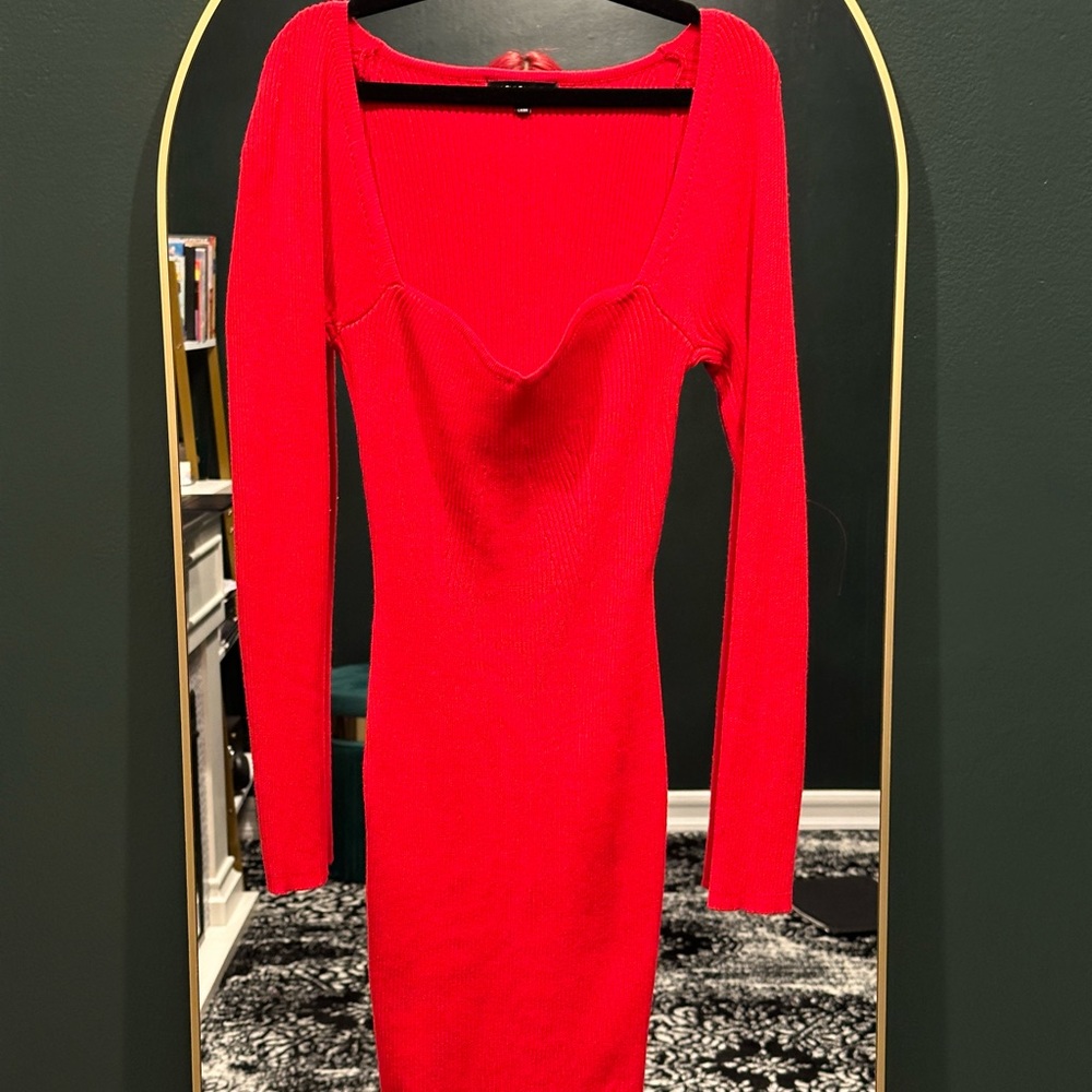 Fashion Nova | Sweater Red Dress Sweet Heart Neck | size small